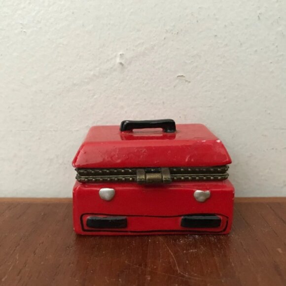Vintage 1950's Red Toolbox Hinged Trinket Box With Saw Wrench Tools Charms Mini - Picture 3 of 9
